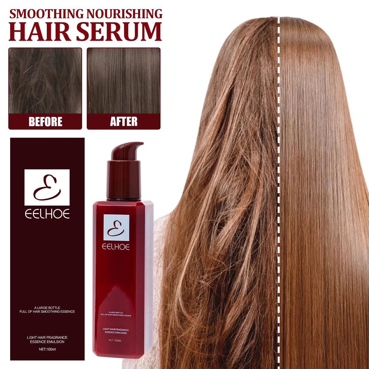 EELHOE Smooth Hair Conditioner Keratin Treatment Professional Straightening Curly Leave-in Repair Damaged Hair Nourishing Serum