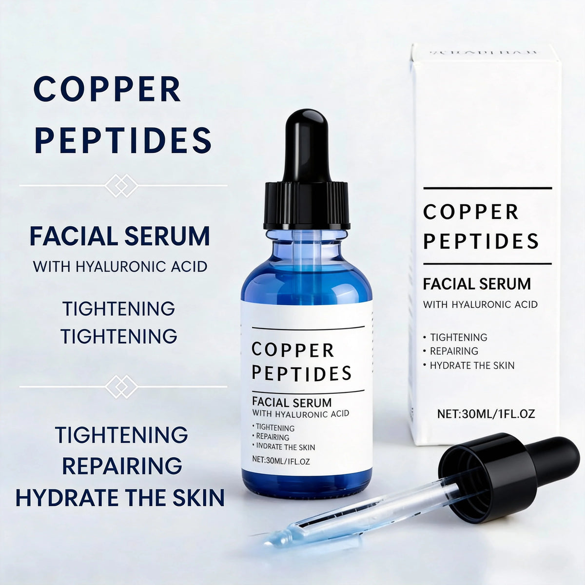 Copper Titanium Essence Hyaluronic Acid Serum For Sensitive Dry Moisturizing Brightening Soothing Face Skin Care Essence