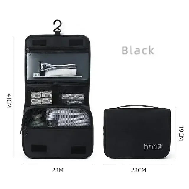 Waterproof Oxford Travel Wash Bag, Portable Hanging Cosmetic & Toiletry Organizer for Men & Women