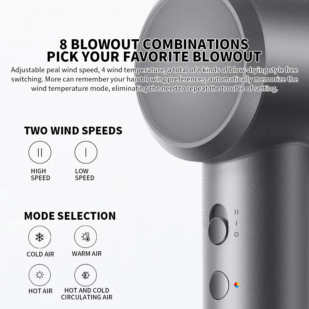 New MIJIA H501 High Speed Anion Hair Dryers Wind Speed 62m/s 1600W 110000 Rpm Professional Hair Care Quick Dryer Negative Ion CN