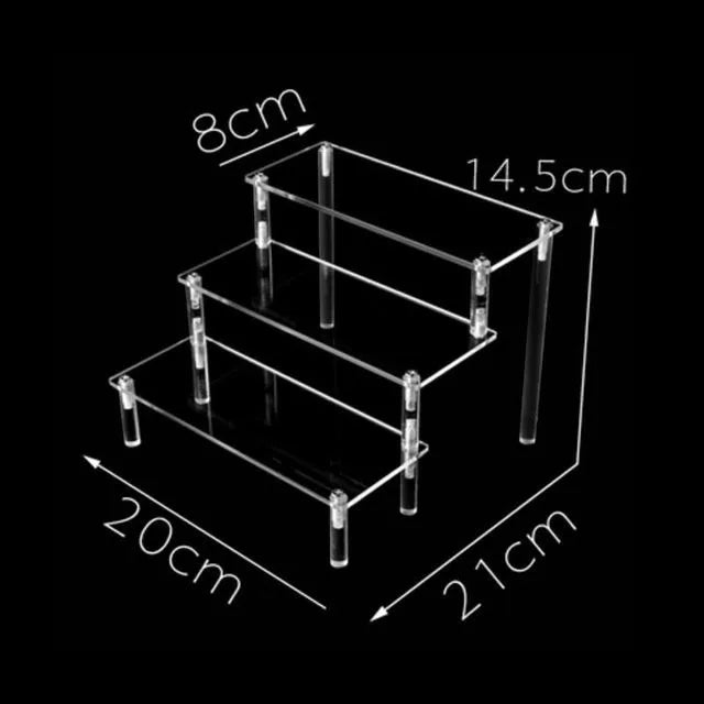 Acrylic Riser Display Shelf,3 Tier Display Stand for Amiibo Funko POP Figures,Cupcake Perfume Organizer Makeup Collection Doll