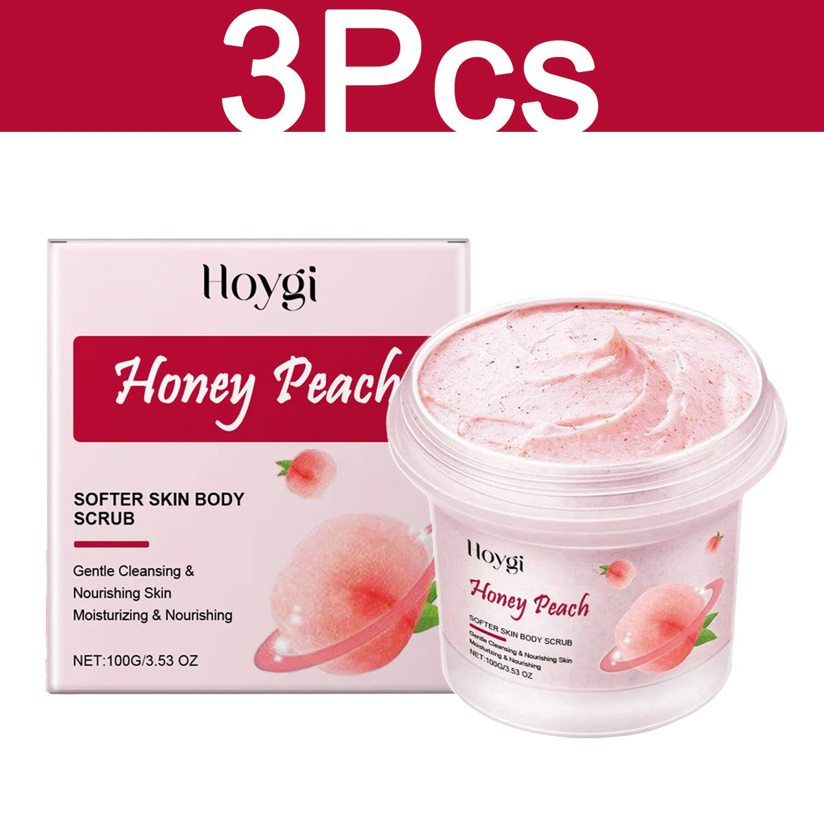 HOYGI Peach Body Scrub Gentle Exfoliating Smoothing Soften Skin Moisturizing Bathing Cleaning Pores Fruit Acid Skin Care 100g
