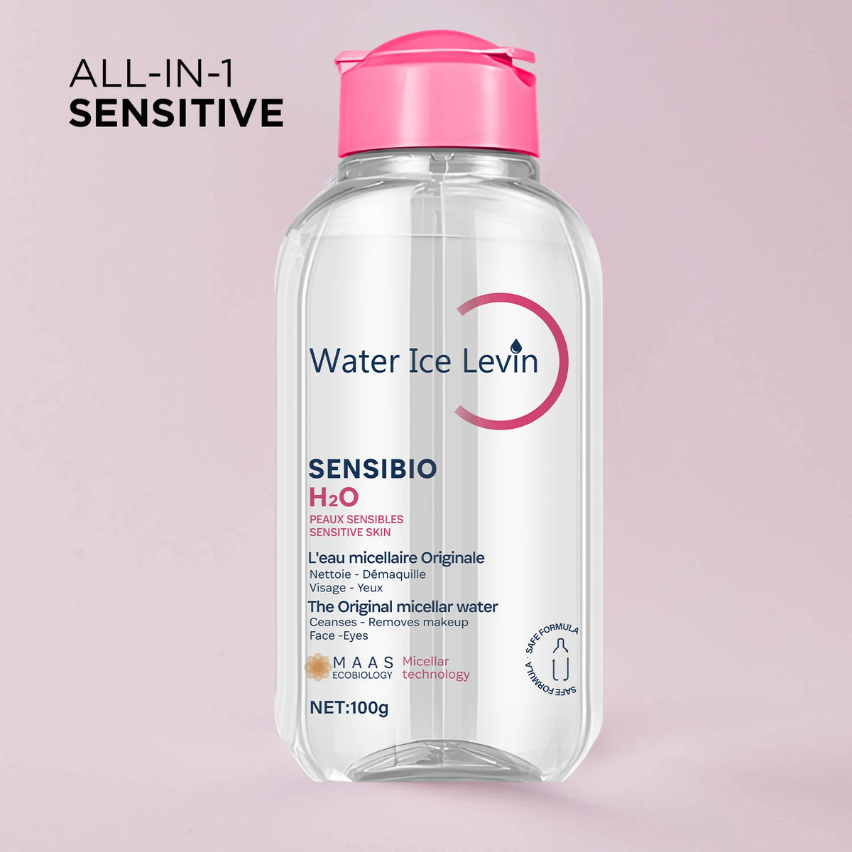 Sensibio H2O The Original Micellar Water for Sensitive Skin，Gently Cleanses, Removes Makeup，Hydrates，with Lactic Acid, Collagen