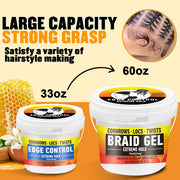 Braiding Hair Wax Edge Control, Strong Hold Long Lasting Hair Styling Wax, Large Capacity Big Jar Anti-Frizz Non-Greasy Hair Wax