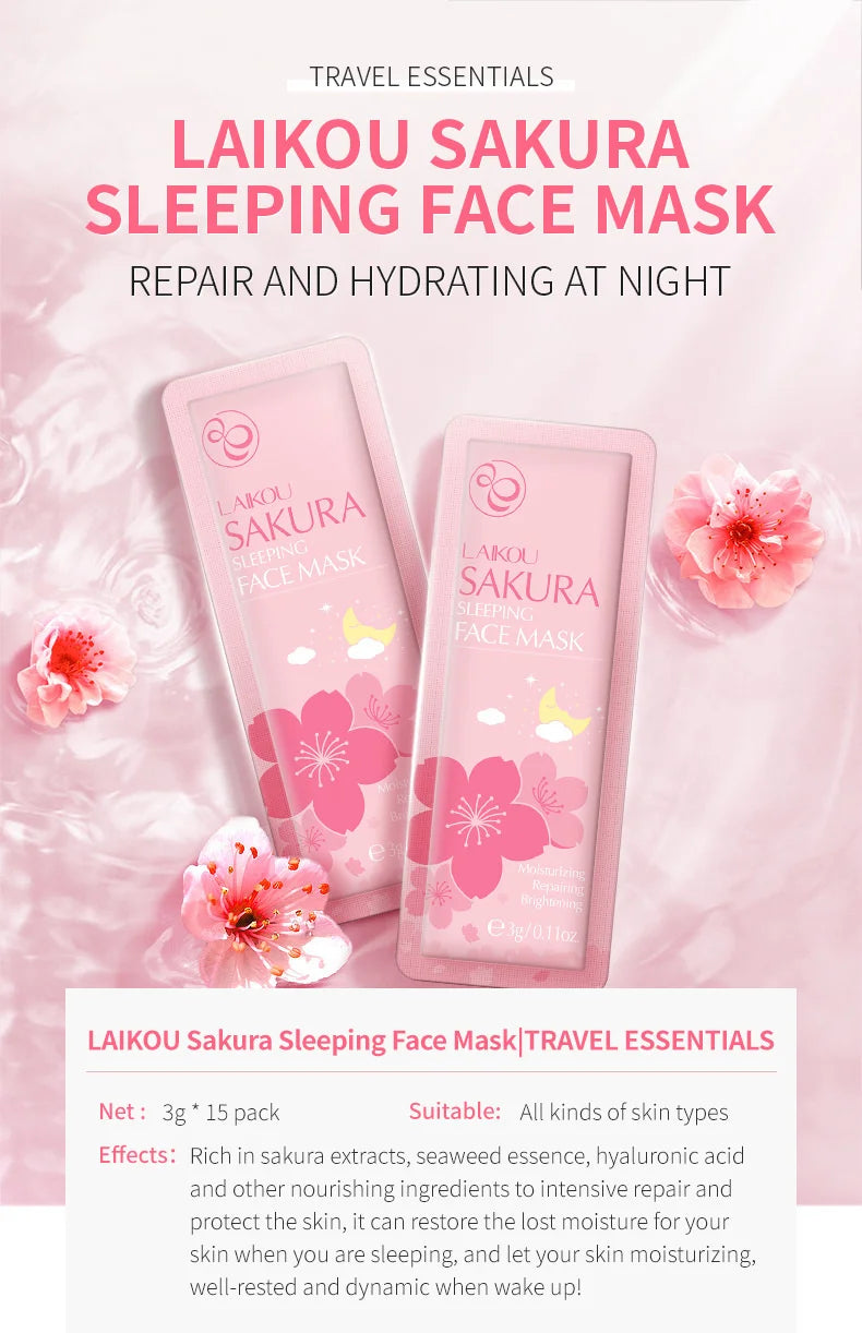 LAIKOU 7pcs Moisturizing Facial Mask Anti Wrinkle Firming Hydrating Sleeping Face Masks Face Mask Beauty Korean Skin Care