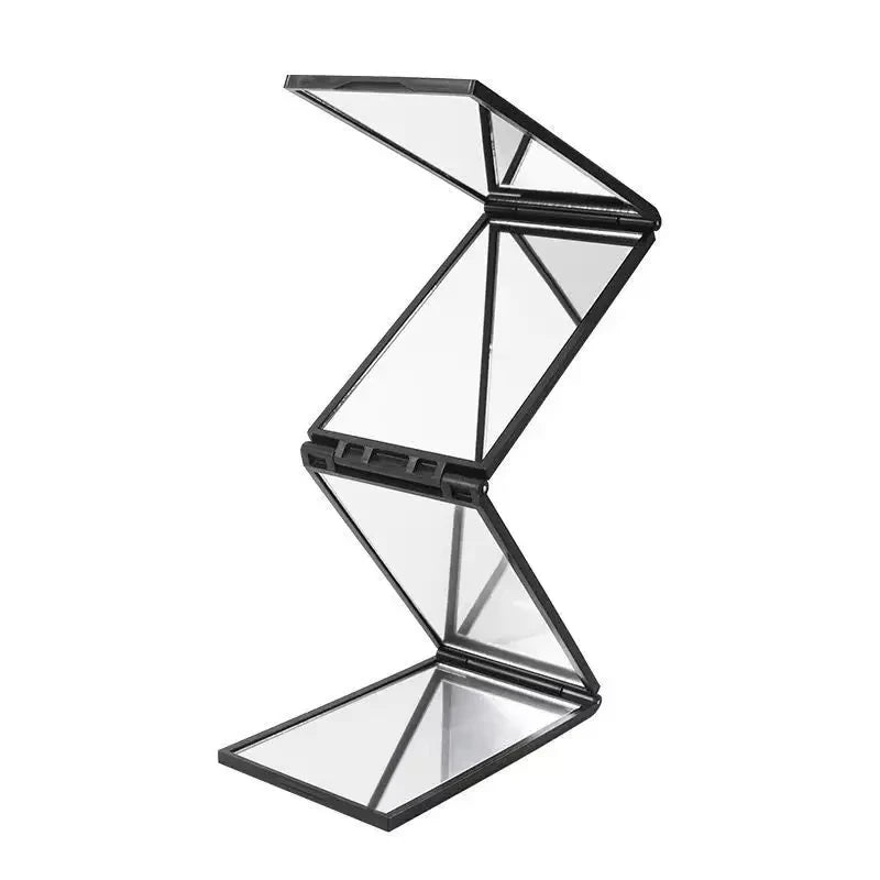 4-Way 360° Foldable Makeup Mirror, Portable Handheld Desktop Stand For Self Hair Cutting & Grooming