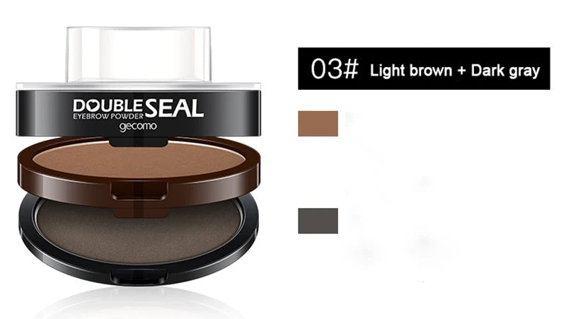 Double Seal Eyebrow Stamp Powder Kit Natural Brow Shaping Stencil Waterproof Long Lasting Brow Enhancer Makeup Tool for Women