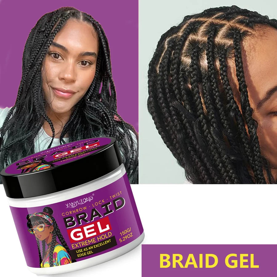 Styling Broken Hair Braiding Gel, Carbom Formula, Edge Control Twisting Gel Tame Frizz & Edges, Braiding Gel, Hailine Control,