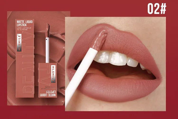 MLSMILE 6 Color Non-stick cup Velvet Satin Gloss Lip glaze Mist Liquid matte lipstick Waterproof long-lasting color liquid