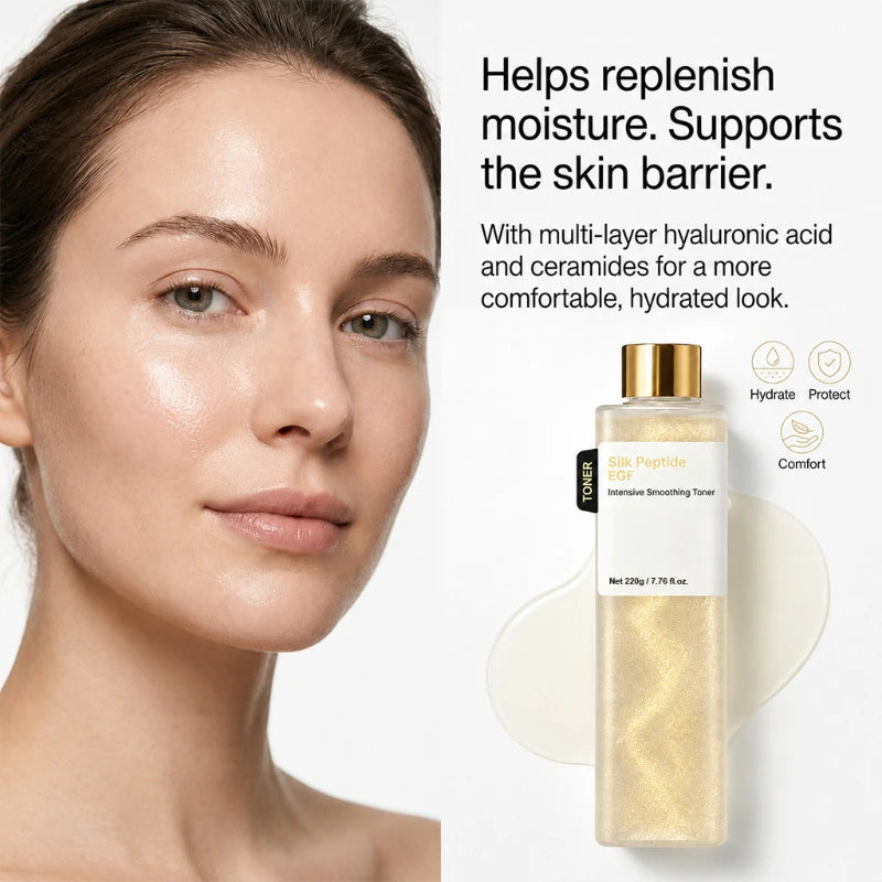 Silk Peptide EGF Smoothing Toner Revitalizing Hydrating Soothing Essence Water Improves Rough Skin Moisturizing Facial Toner