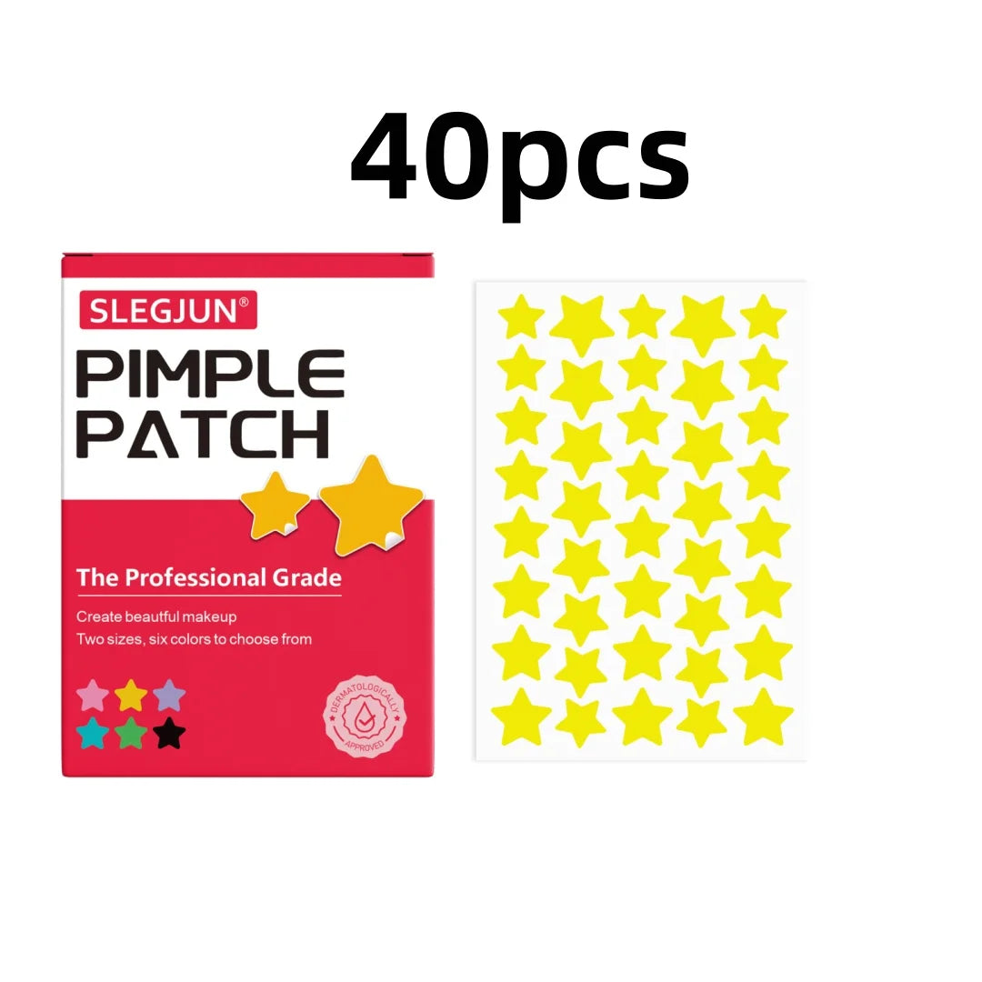 40pcs pieces of multi-color star acne patches, facial acne patches, concealer acne patches, and pimples patches, ultra-thin.