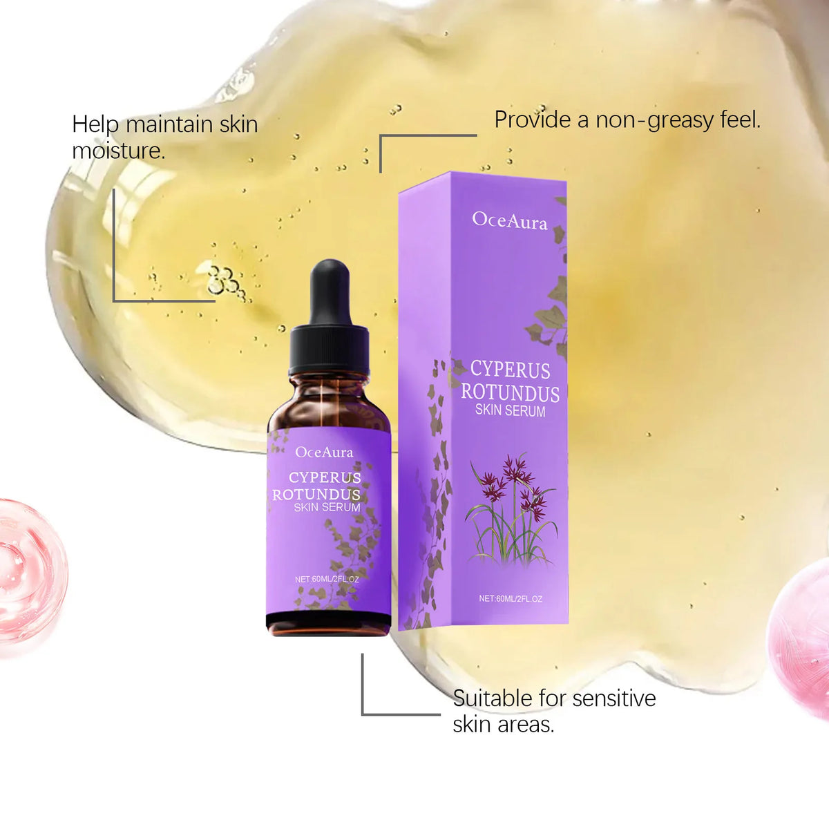 OceAura Pure Cyperus Rotundus Oil for Hair Removal Anti Hair Growth Inhibitor Moisturizing Skin Care Cyperus Hair Removal Oil
