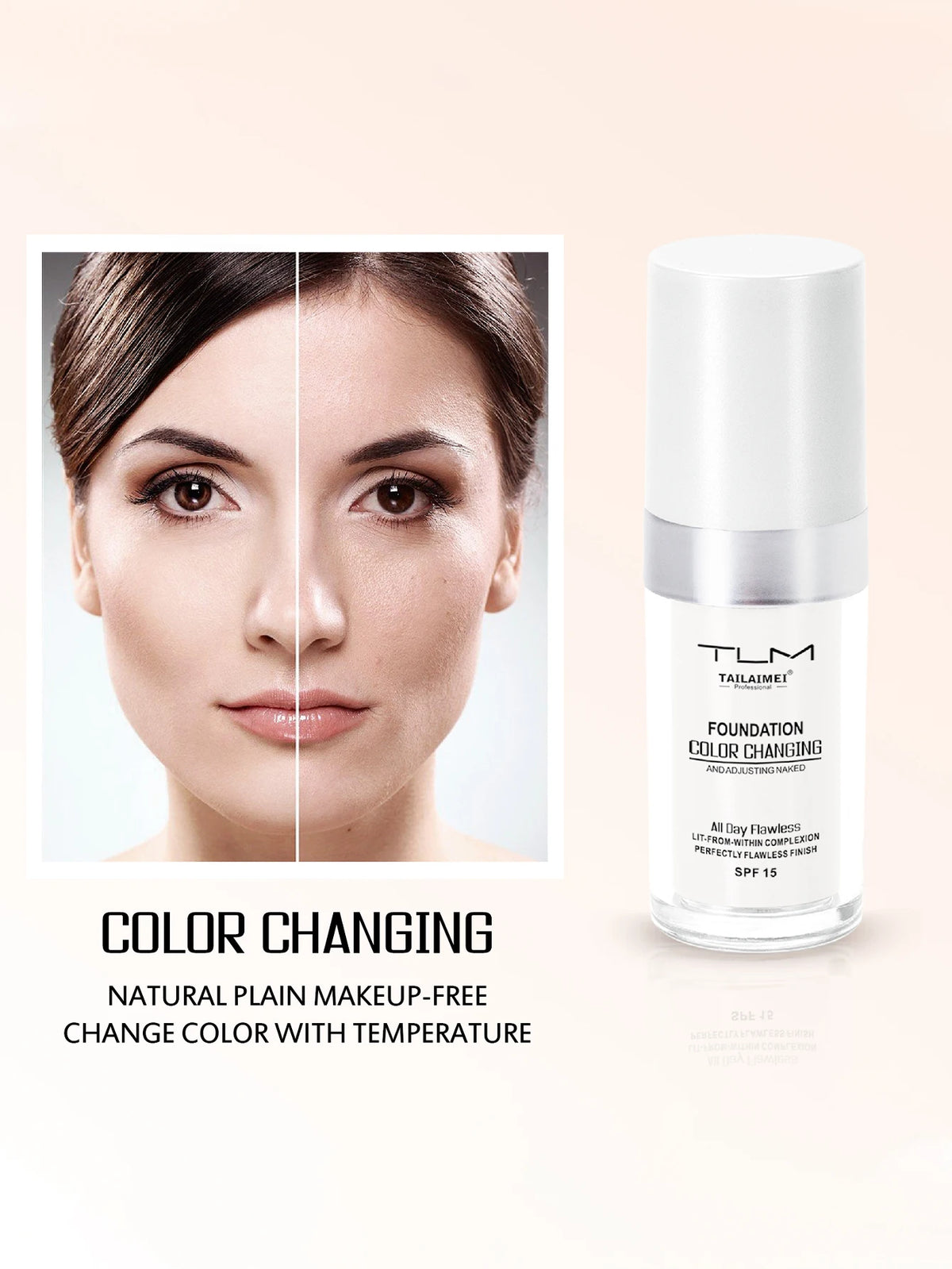 Warm Change Liquid Foundation Sunscreen Lasting Oil Control Easy To Apply Makeup Waterproof Portable