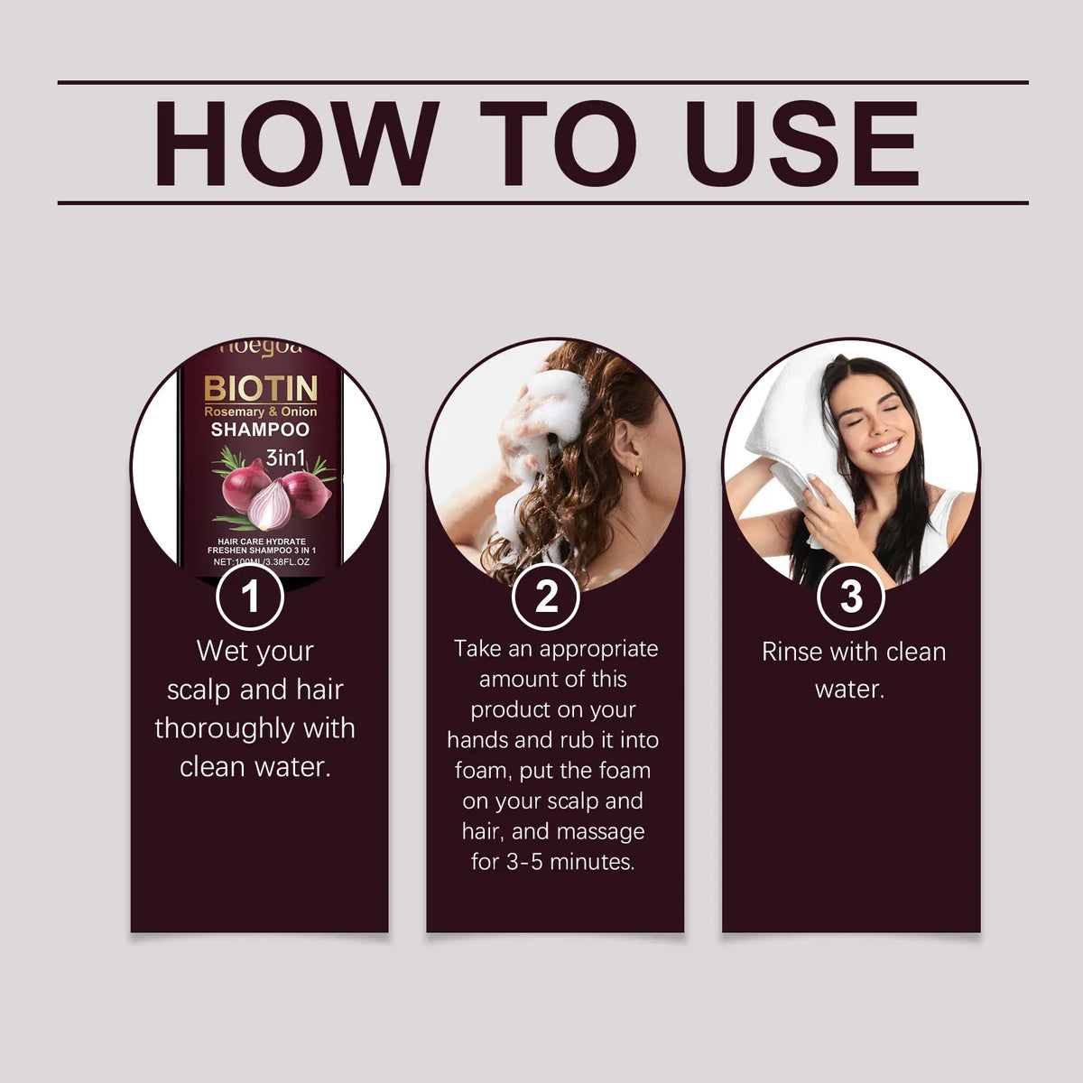 Red Onion Rosemary Shampoo Anti Hair Loss Repair Damaged Frizz Deep Cleansing Oil Control Thickening Hair Growth Shampoo