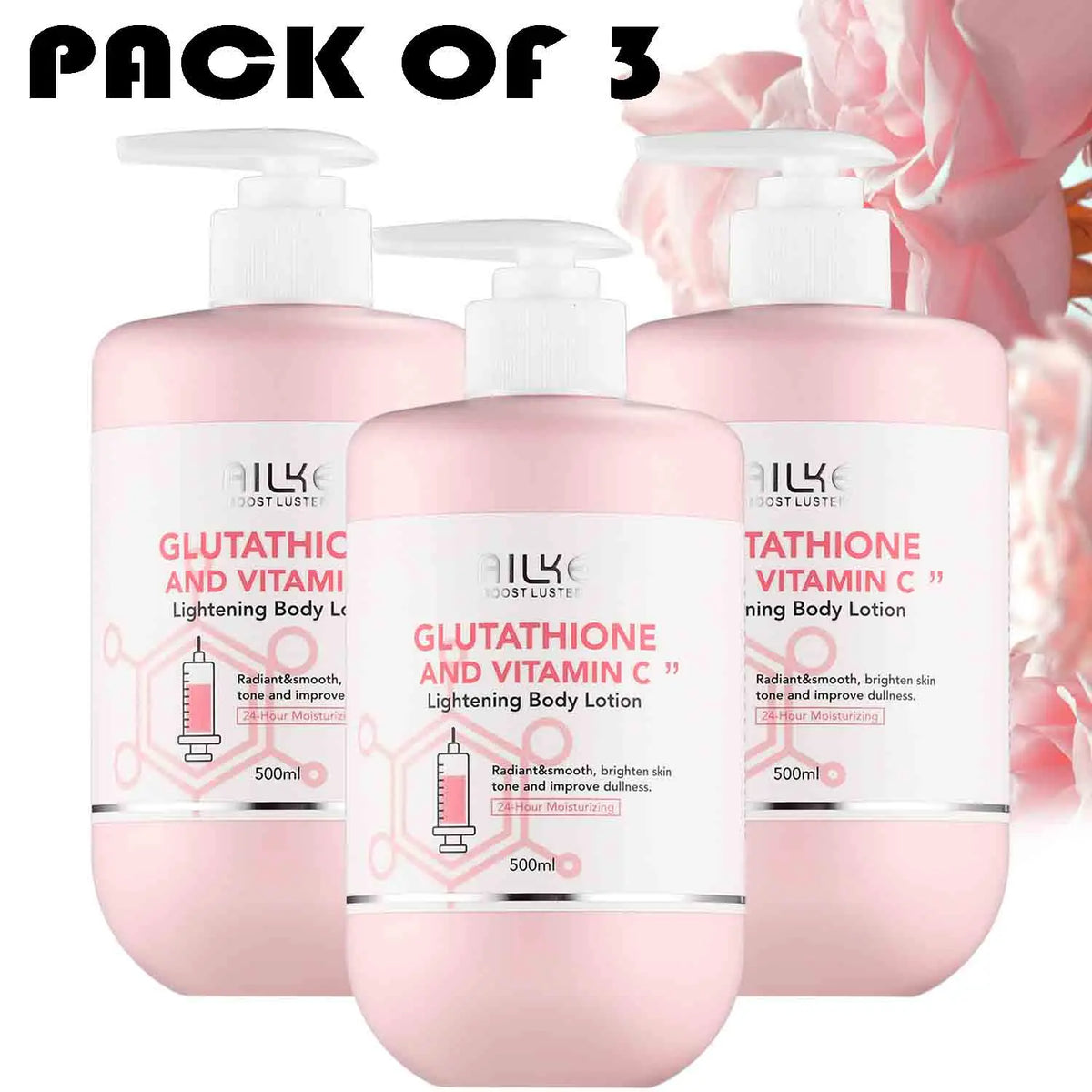 AILKE Brightening Skin Care Set, With Vitamin C, Glutathione, Reduce Spots, Moisturizing, Smooth Soft Skin, Improve Skin Radiant