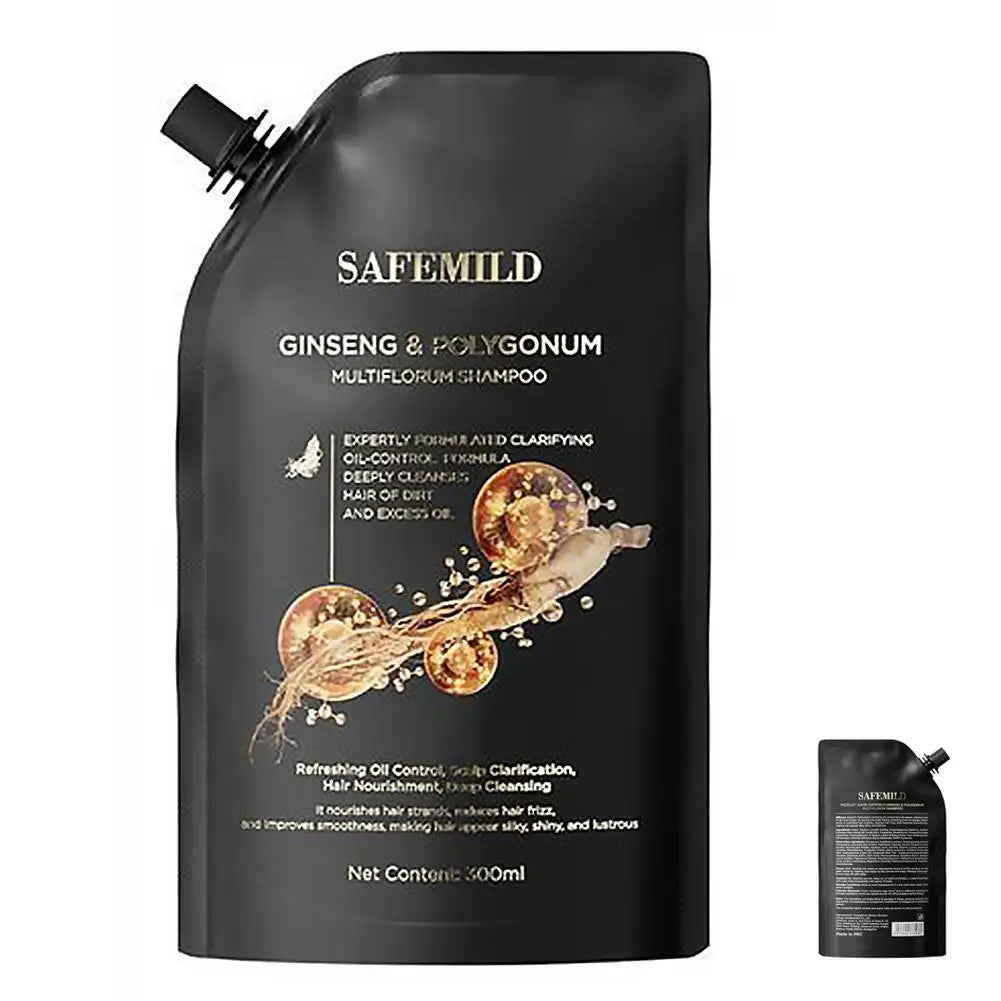 Black Ganoderma Polygonum Multiflorum Shampoo Ginseng Herbal Repair Nourish Hair Soft Smooth Moisturize Scalp Care 100ml/300ml