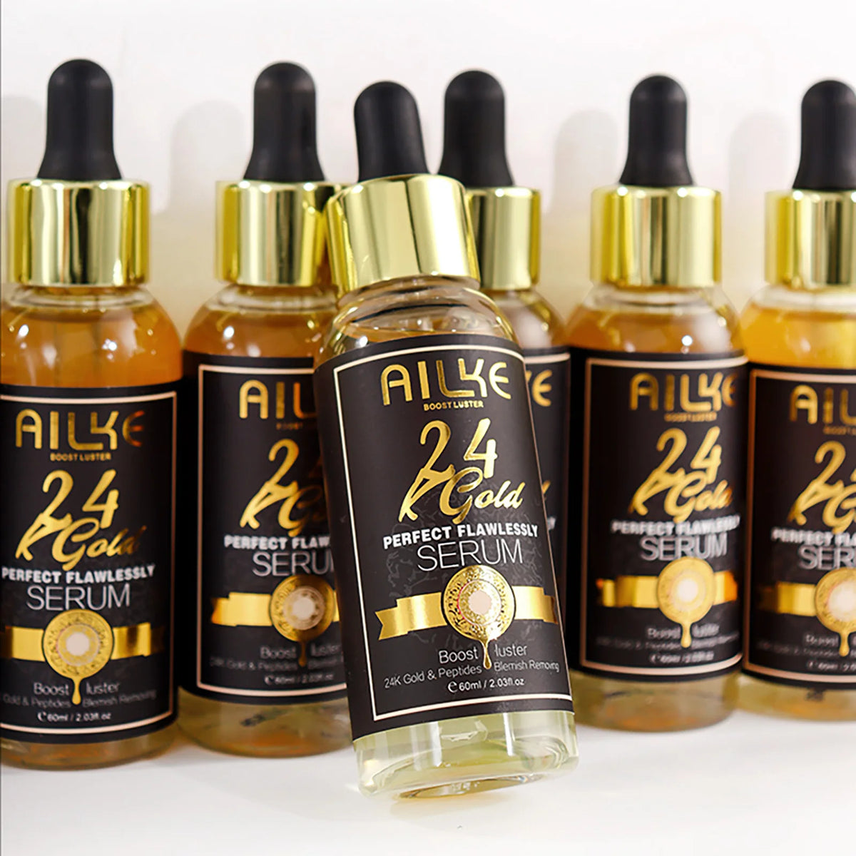 AILKE 24K Gold Flawlessly Serum, Whitening, Deep Clean Skin, Even Skin Tone, Reduce Black Spots, With Peptide, For Face, Body