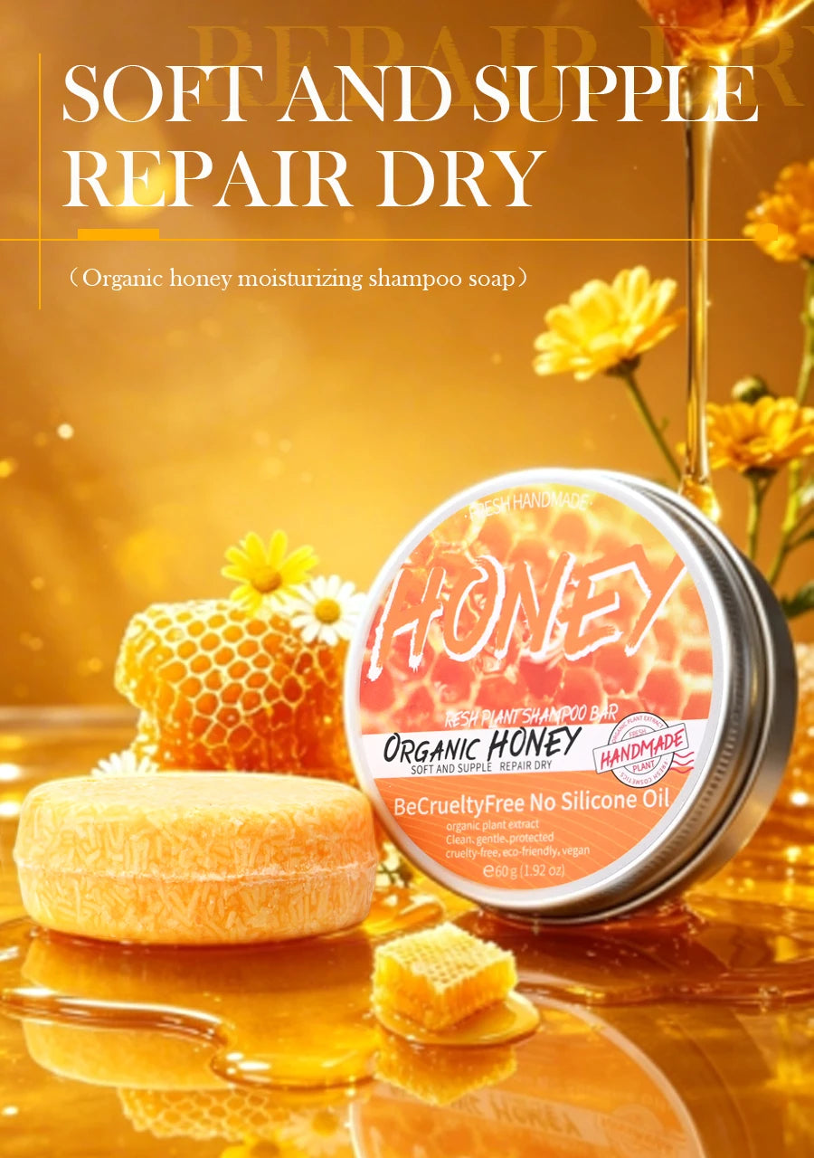 Natural Honey Shampoo Plant Essence Extract Refreshing Shampoo Soft Hair Dandruff and Oil Removal