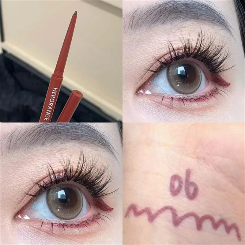 12 Colors Eyeliner Pencil Smooth Wine Red Soft High Pigment Eye Liner Pen Waterproof Matte Aegyosal Lying Silkworm Eyes Makeup