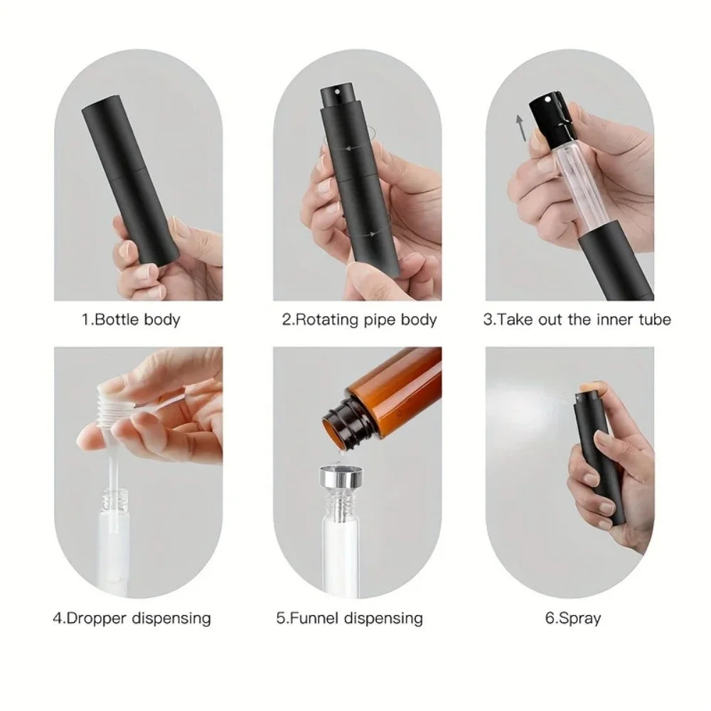 10ml Travel Perfume Sprayer Refillable Empty Dispenser Bottle Mini Cologne Atomizer Black Portable Cosmetics Container