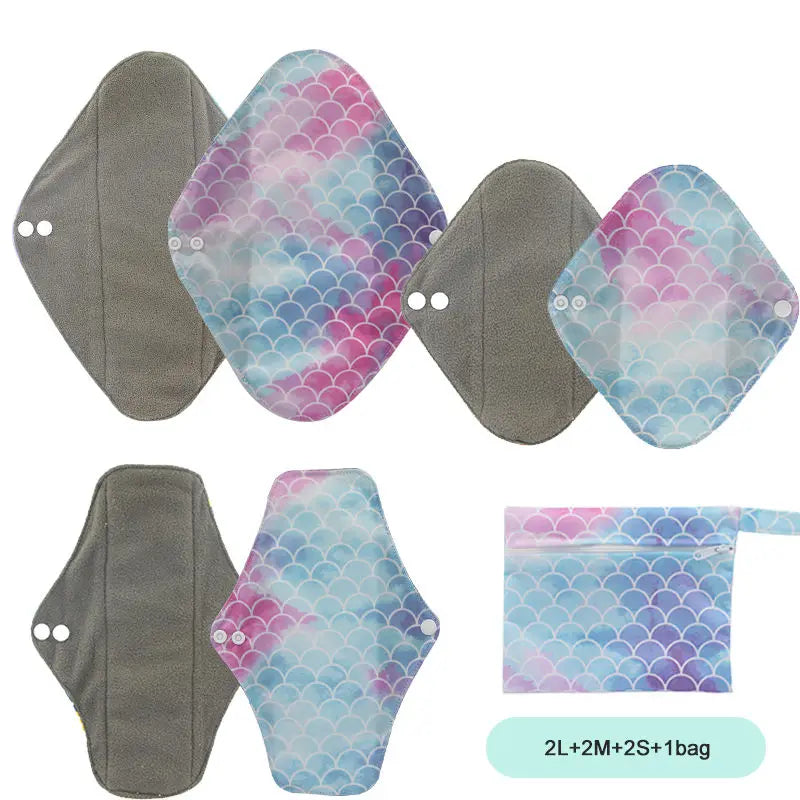 Reusable Organic Cotton Menstrual Pads Sanitary Napkins Washable Menstrual Sanitary Pad Women Cloth Menstrual Pad Period Pads