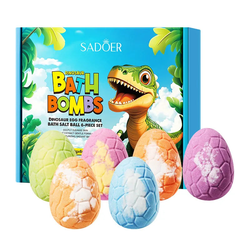 6*100g Dinosaur Egg Bath Salt Ball Essential Oil Bubble Bath Bombs Moisturizing Exfoliating Spa Salts for Shower