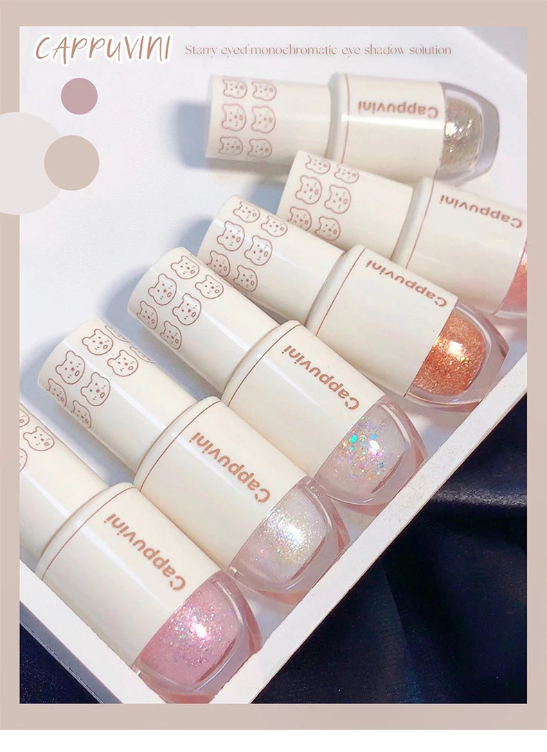 Cappuvini Star Dots eye shadow Liquid Pearlescent Fine Flashing Easy to Dizzy High gloss Cubs Bowling Ball Liquid eye shadow