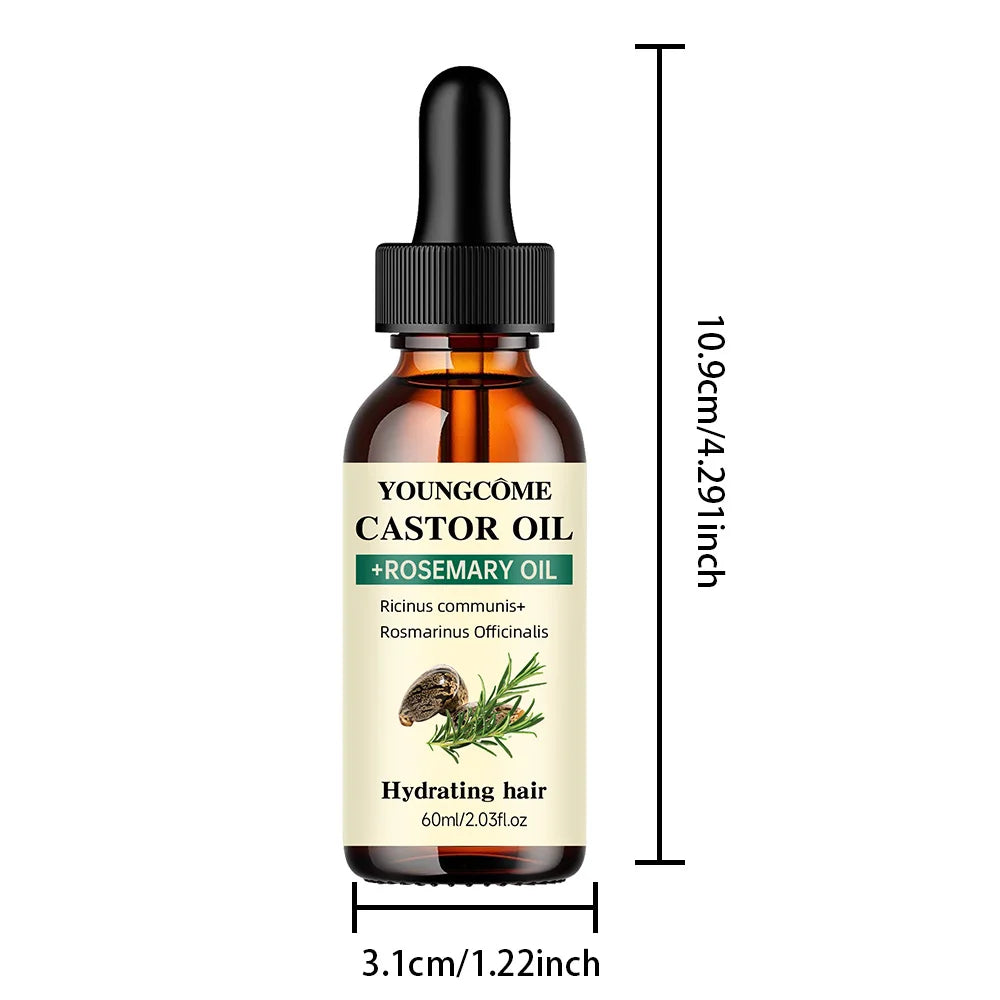 Mix Castor Oil and Rosemary Oil for Hair Growth,Reduce Hair Loss and Split Ends Hair Care Oil,Anti-Aging Support,hair Repai