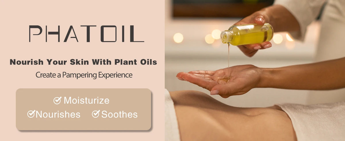 PHATOIL 260ml Body Oil-Deeply Moisturizing & Soothing Massage Oil with Long-Lasting Fragrance Vanilla Ginger Rosemary Body Oils