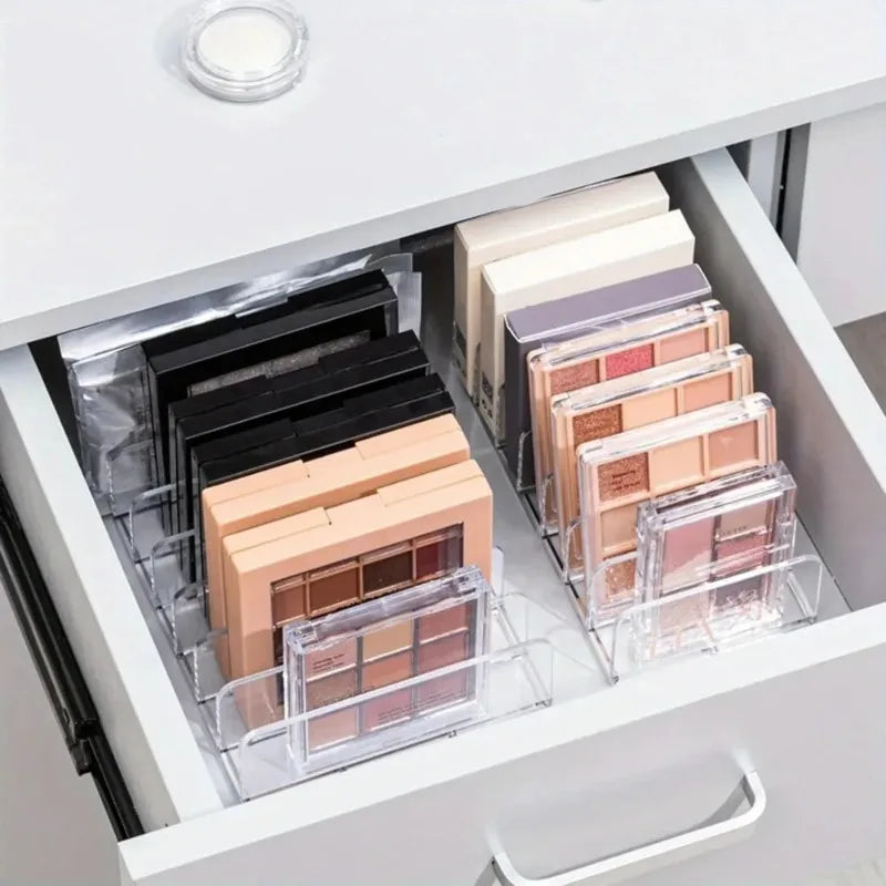 7-Slot Transparent Plastic Cosmetic Organizer Multi-Functional Makeup Holder for Home Office Bathroom Dressing Table Sorting