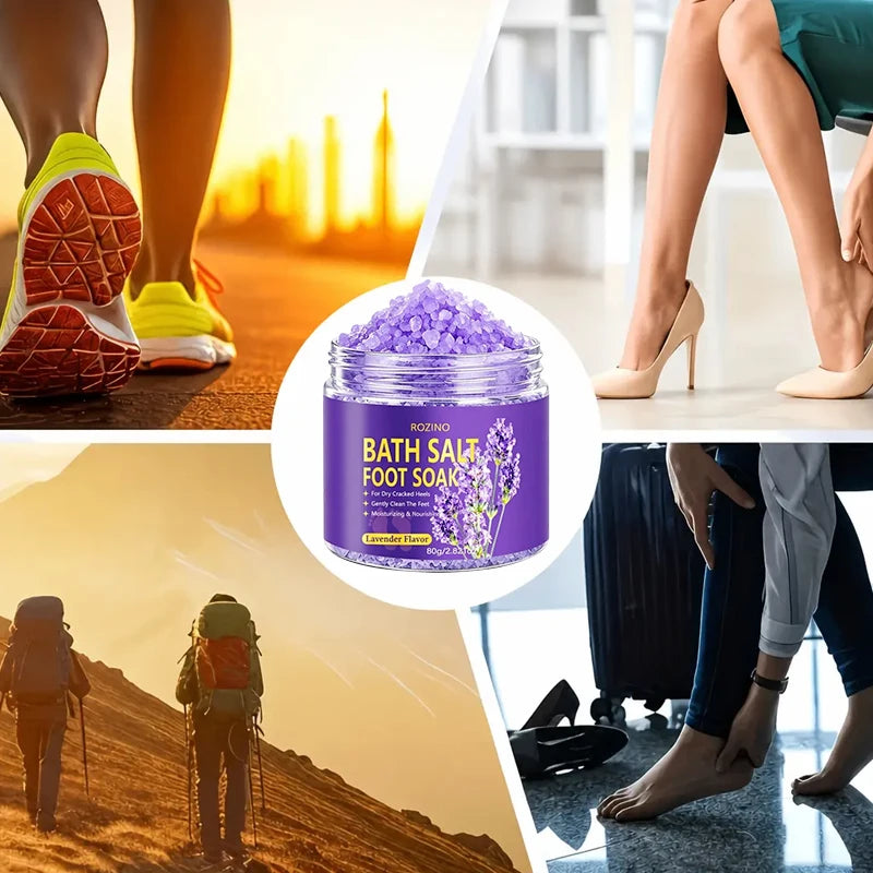 Lavender Foot Bath Salt - Deeply Cleanses with Sea Salt, Moisturizes Heels - 20-Minute Soak, Relieves Dry Feet, Post-Workout and Pre-Sleep Care - Foot Bath, Foot Care