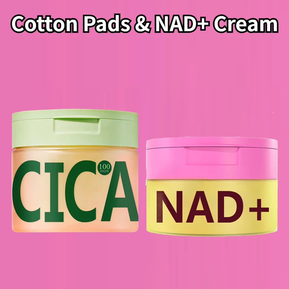 Complete Skin Care Kit - Centella Asiatica Polishing Pads & NAD+ Anti-Aging Cream, Improve Elasticity, Brighten & Moisturizing
