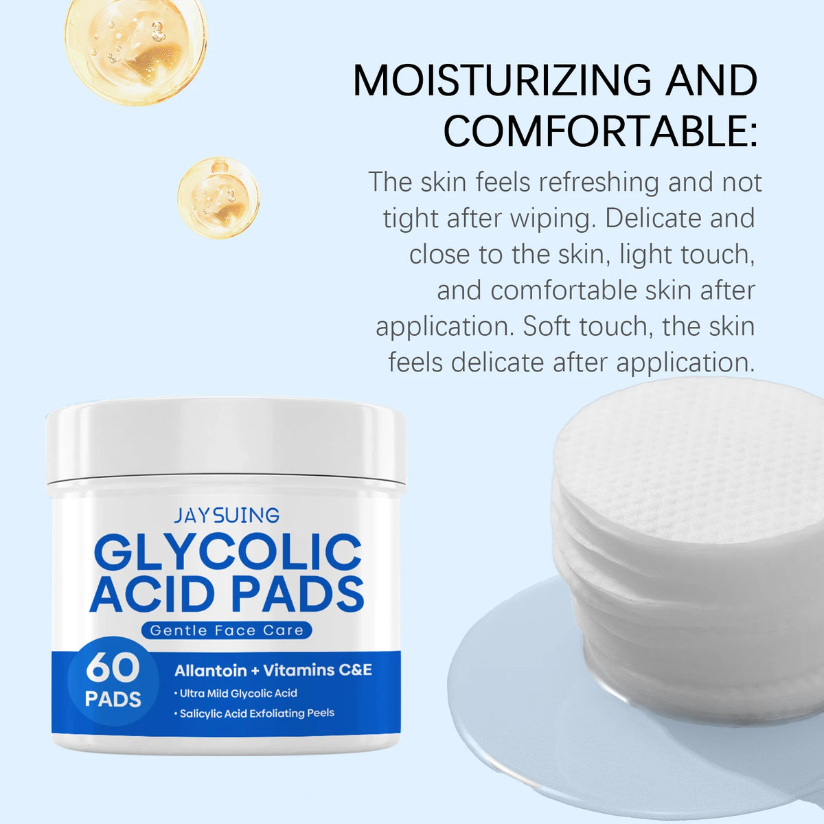 Glycolic Acid Exfoliating Pads - Gentle Peel Pads For Face, Brightening & Smoothing Skin With Salicylic Acid