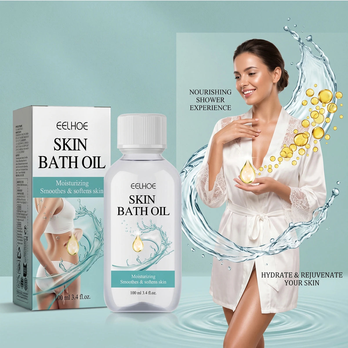 Skin Bath Oil 100ml Spa Moisturizing Bath Oil for Dry Rough Body Skin Hydrating Bubble Bath Moisturizing Nourishing Body Oil ﻿