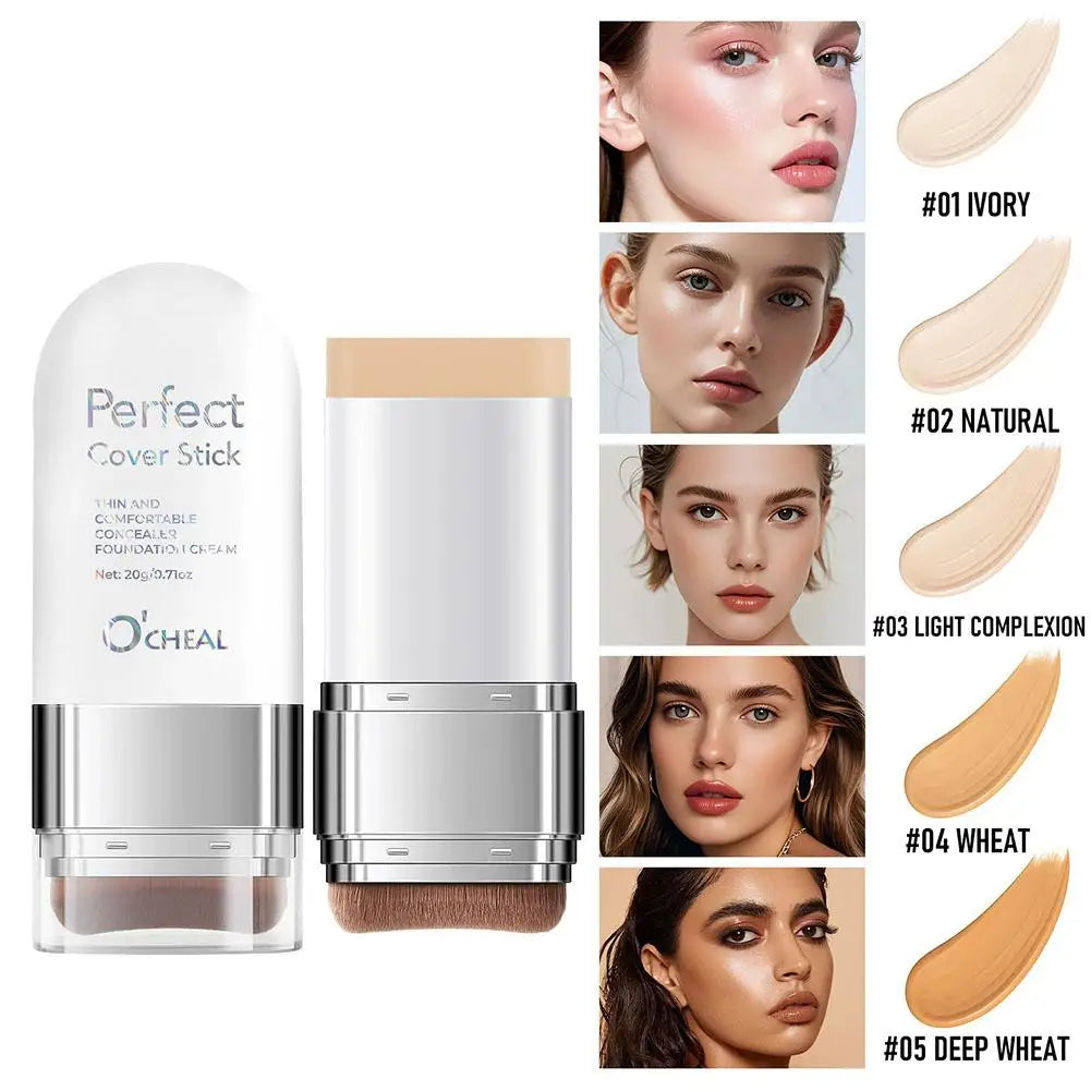 Upgrade O'CHEAL Perfect Cover Stick Thin And Comfortable Concealer Foundation Cream Stick Instant Natural Waterproof