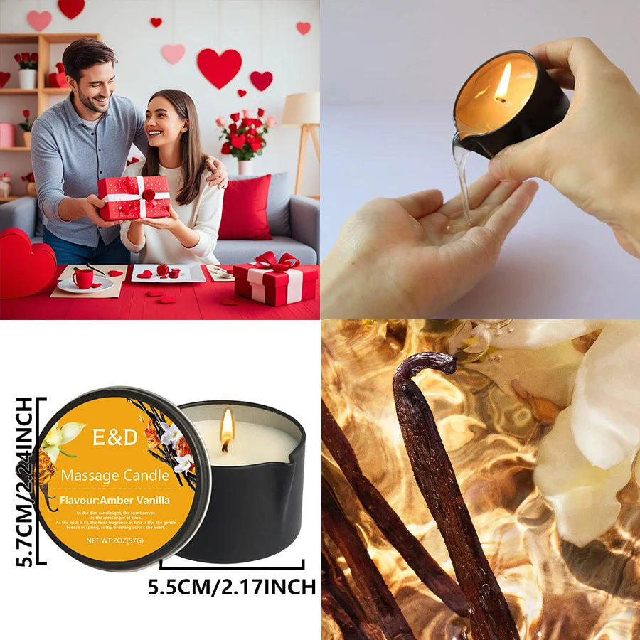 1PC Massage Oil Candles，Luxury Aromatherapy Candles，for Stress Relief and Skin Moisturizing，SM Product Scented Candle Body Oil