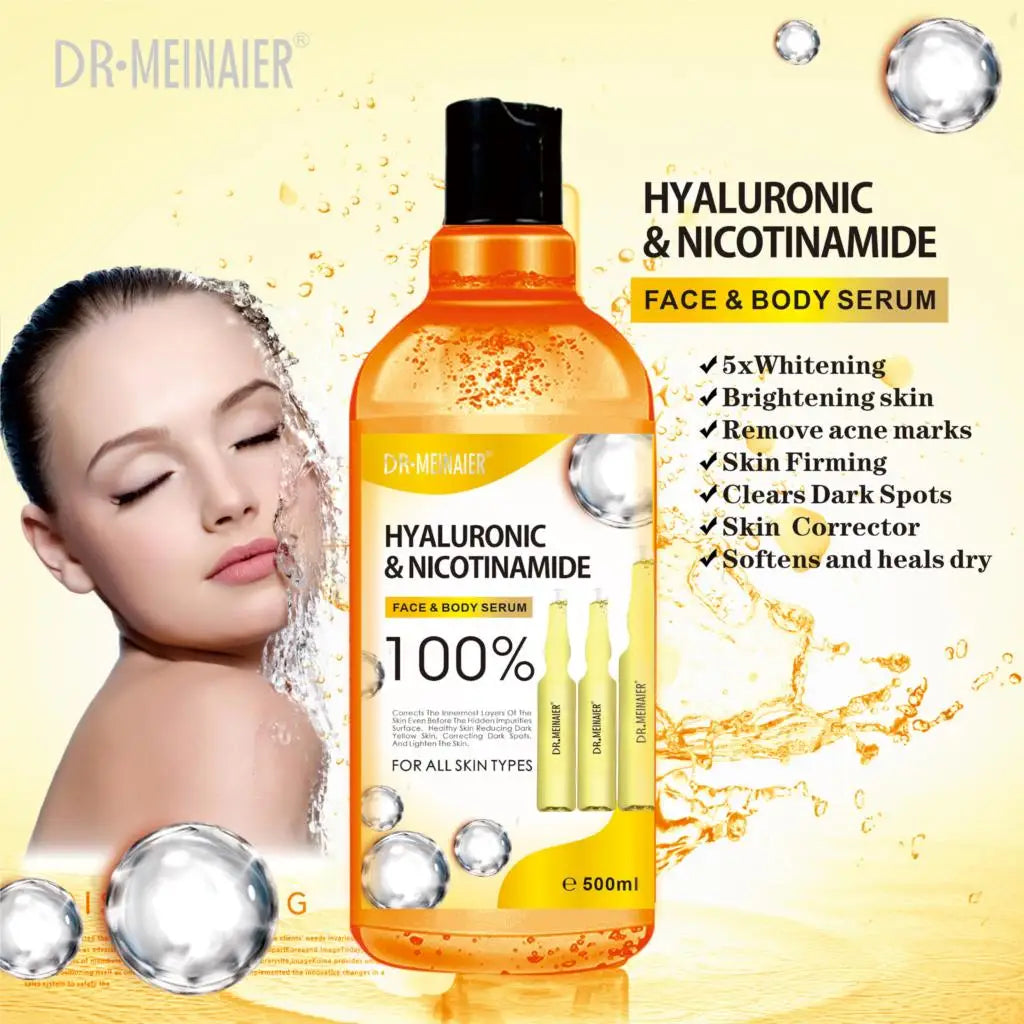 500ML Vitamin C AHA HYALURONIC& NICOTINAMIDE Face Serum Spots Eraser Corrector Whitening Moisturizing Lightening Body Cream 4