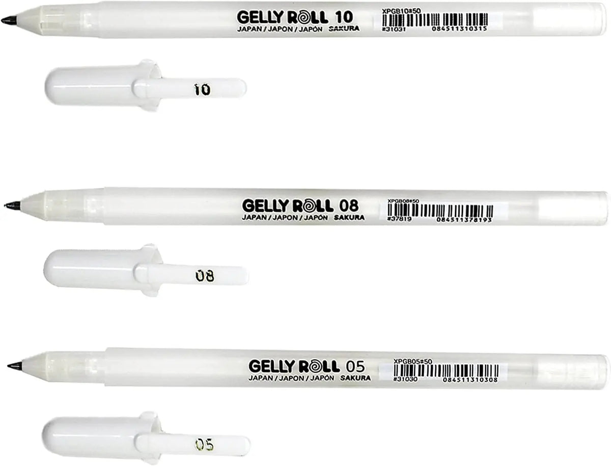 1/3PCS SAKURA Gelly Roll Gel Pens Highlight Marker for Journaling Art Drawing Classic White Ink Assorted Point Fine Medium Bold