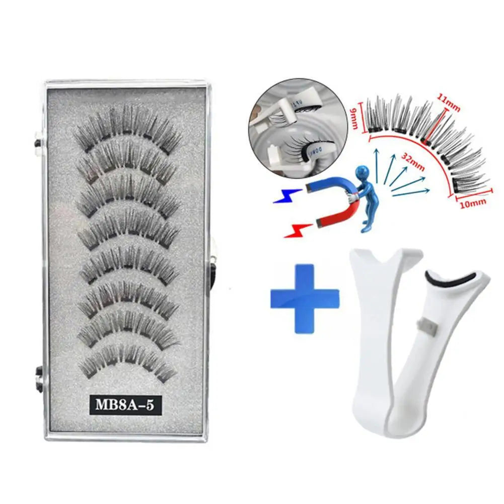 3D Natural ,With 5 Lashes Shipping Handmade Drop False Support Eyelashes Magnetic Reusable H8Y7