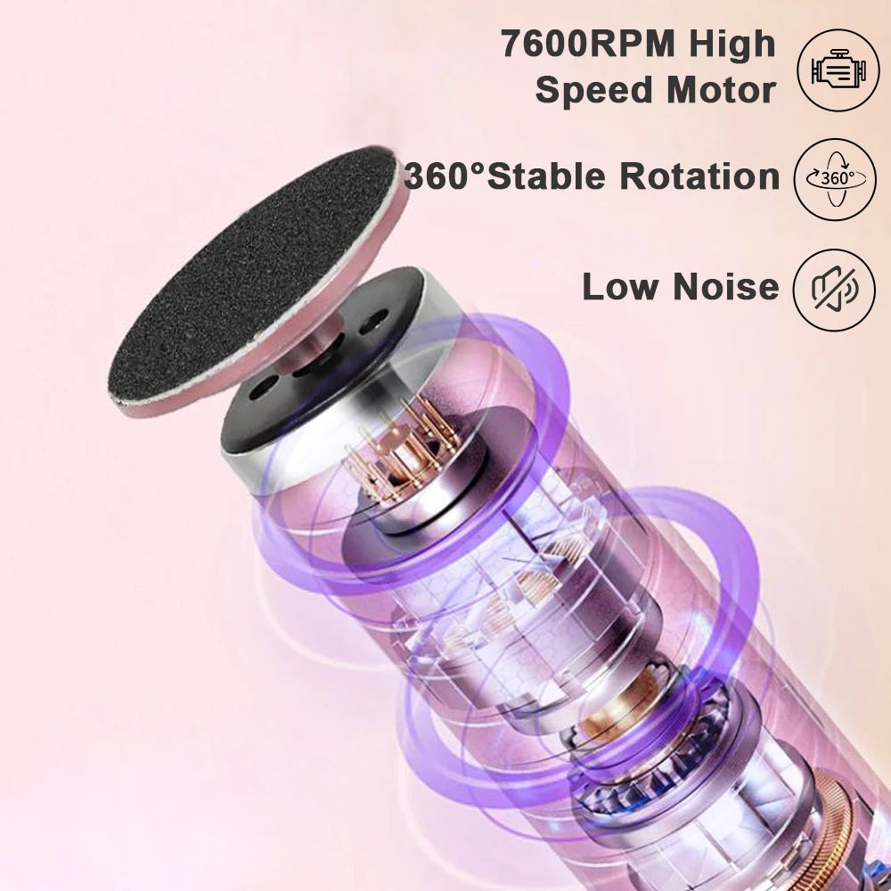 USB Rechargeable Wireless Electric Foot File Cuticle Callus Remover Machine Pedicure Tools Foot Heel Care Tool With Sandpaper