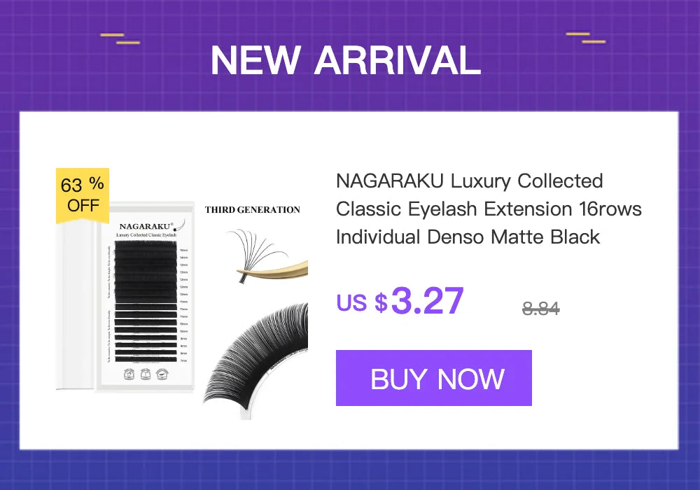 NAGARAKU Luxury Classic Eyelash Matte Black Dark Brown 100% Hand Made 3rd Classic Eyelash 16rows Individual Soft Natural