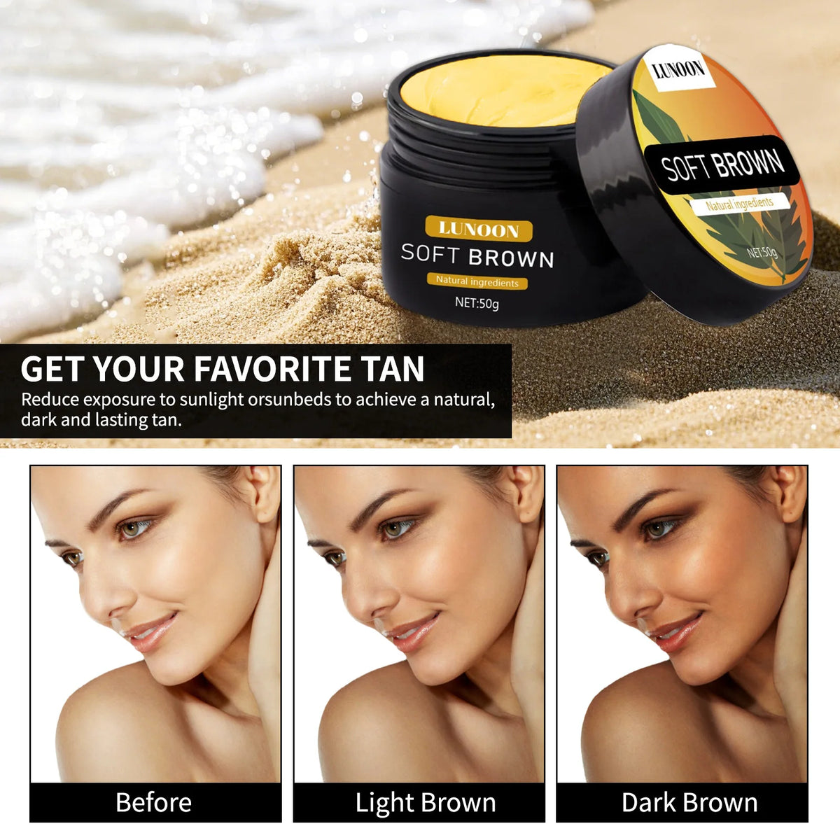Self-Tanning & Suntan Shield Cream - Long-Lasting Face & Body Bronzer, Nourishing Formula for Natural Sun-Kissed Look.