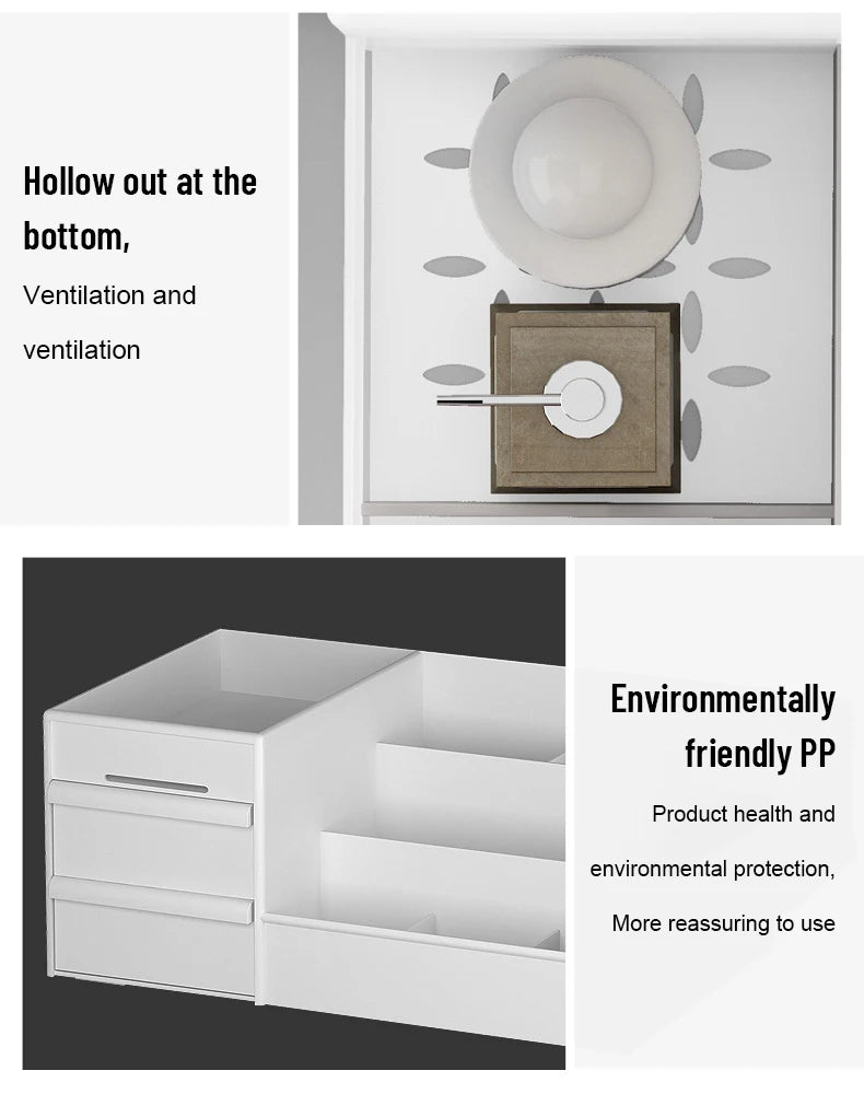 White New Drawer Makeup Storage Box Dormitory Finishing Plastic Shelf Cosmetics Skin Care Dressing Table Desktop