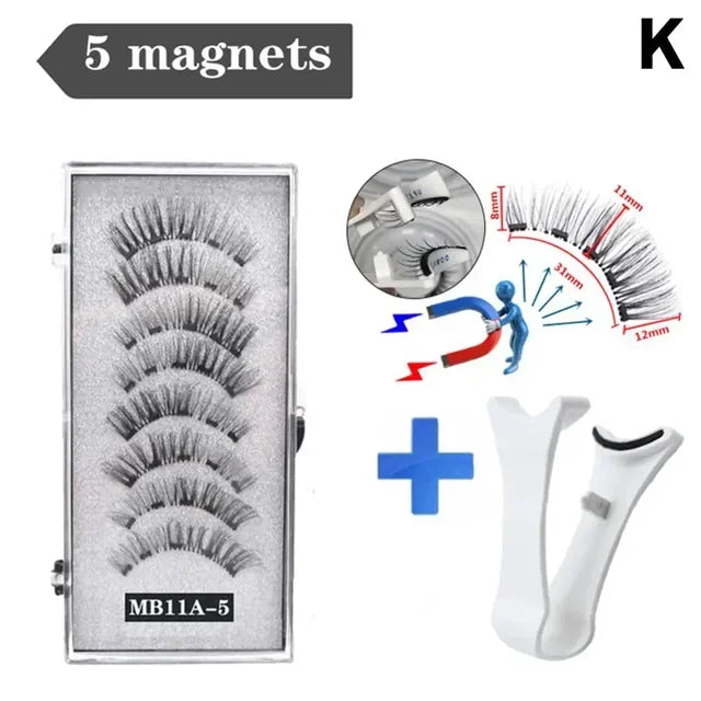3D Natural ,With 5 Lashes Shipping Handmade Drop False Support Eyelashes Magnetic Reusable H8Y7