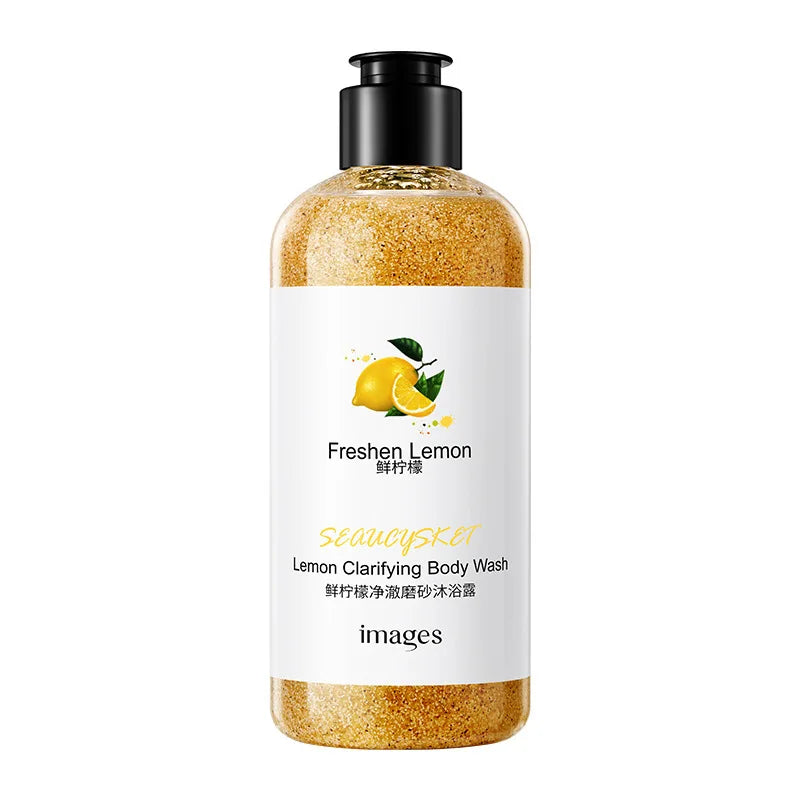 Fresh Fruit Purifying Scrub Shower Gel 300ml, with Kiwi Fruit Extract, Cherry Fruit Extract, Lemon Fruit Extract, Etc., for a Delicate, Cleansing, and Lightly Scented Experience. the Scrub Texture Is Refreshing and Moisturizi