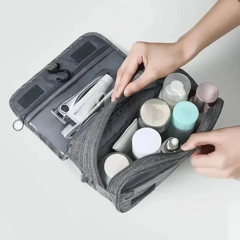 Waterproof Oxford Travel Wash Bag, Portable Hanging Cosmetic & Toiletry Organizer for Men & Women
