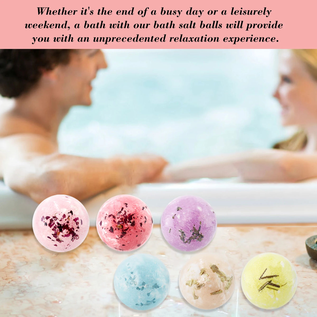 6Pcs Bath Set, Lavender Epsom Salt for Muscle Relaxation, Gift for Women, Self Care Spa Day