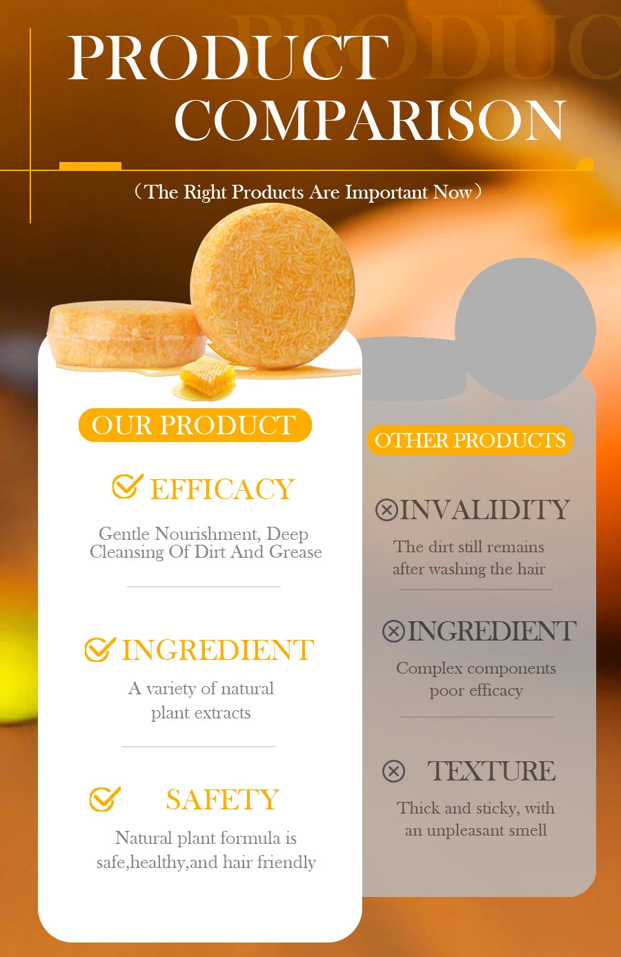 Natural Honey Shampoo Plant Essence Extract Refreshing Shampoo Soft Hair Dandruff and Oil Removal