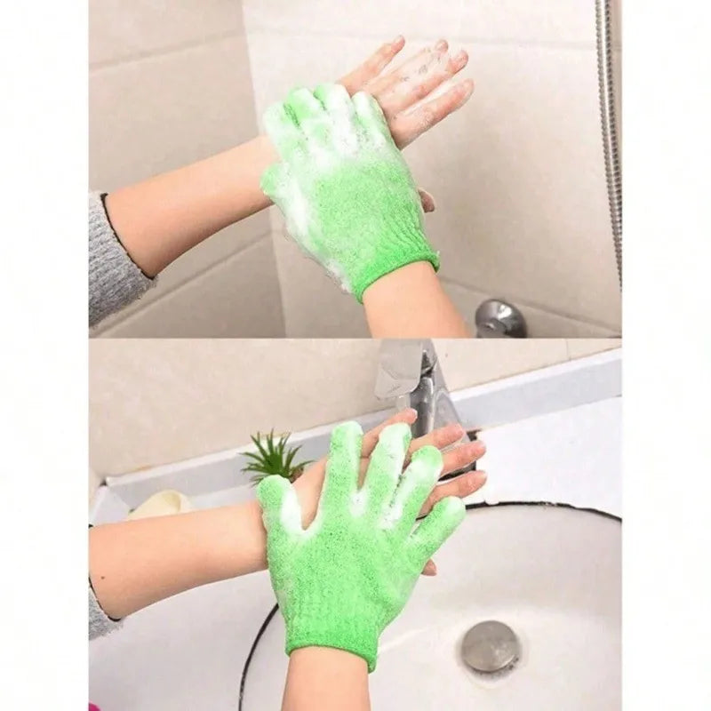 Nylon Exfoliating Bath Brush Gloves Double Sided Exfoliating Gloves for Beauty Spa Massage Skin Shower Scrubber