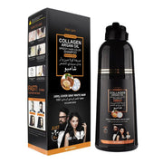3-in-1 Collagen Argan Oil Shampoo Long-Lasting Black Hair Dye Shampoo for Men Women Nourishes Colors Gray Hair, 400/420ml